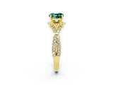Yellow gold Cushion Cut Green Sapphire  Halo Twist Band Solitaire Prong Setting Ring_44