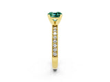 Yellow gold Cushion Cut Green Sapphire Milgrain Pavé Engagement Ring with Four-Prong Setting_14