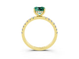 Yellow gold Cushion Cut Green Sapphire Pave Band Solitaire Ring with Four-Prong Setting_27