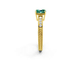 Yellow gold Cushion Cut Green Sapphire Ring with Milgrain Pavé Band and Four-Prong Setting_14