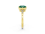 Yellow gold Cushion Cut Green Sapphire Ring with Side Stones and Four-Prong Setting_38
