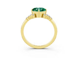 Yellow gold Cushion Cut Green Sapphire Ring with Side Stones and Four-Prong Setting_39