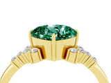 Yellow gold Cushion Cut Green Sapphire Ring with Side Stones and Four-Prong Setting_40
