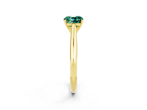 Yellow gold Cushion Cut Green Sapphire Solitaire Engagement Ring with Cathedral Setting and Four-Prong Mount_14