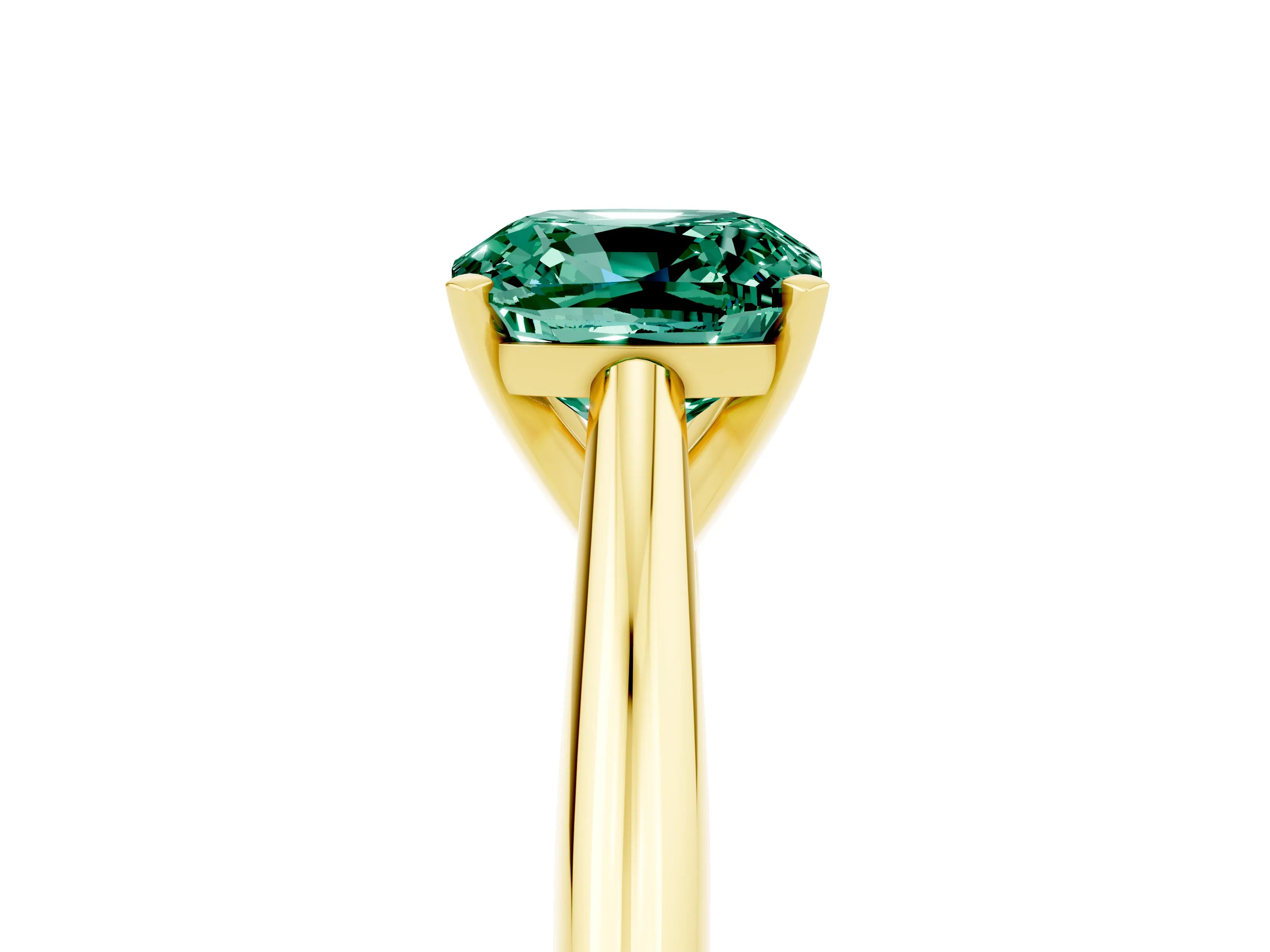Yellow gold Cushion Cut Green Sapphire Solitaire Engagement Ring with Cathedral Setting and Four-Prong Mount_17