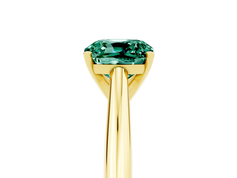 Yellow gold Cushion Cut Green Sapphire Solitaire Engagement Ring with Cathedral Setting and Four-Prong Mount_17