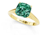 Yellow gold Cushion Cut Green Sapphire Solitaire Engagement Ring with Cathedral Setting and Four-Prong Mount_25