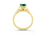 Yellow gold Cushion Cut Green Sapphire Solitaire Engagement Ring with Cathedral Setting and Four-Prong Mount_27