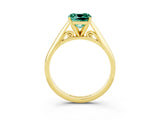 Yellow gold Cushion Cut Green Sapphire Solitaire Engagement Ring with Cathedral Setting and Four-Prong Mount_69