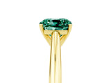 Yellow gold Cushion Cut Green Sapphire Solitaire Engagement Ring with Cathedral Setting and Four-Prong Mount_71