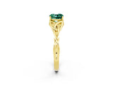 Yellow gold Cushion Cut Green Sapphire Solitaire Engagement Ring with Celtic Knot Band and Four-Prong Setting_2