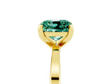 Yellow gold Cushion Cut Green Sapphire Solitaire Engagement Ring with Classic Band and Four-Prong Setting_17