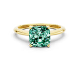 Yellow gold Cushion Cut Green Sapphire Solitaire Engagement Ring with Classic Band and Four-Prong Setting_24
