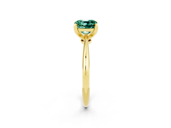 Yellow gold Cushion Cut Green Sapphire Solitaire Engagement Ring with Classic Band and Four-Prong Setting