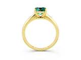 Yellow gold Cushion Cut Green Sapphire Solitaire Engagement Ring with Classic Band and Four-Prong Setting_27