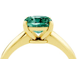 Yellow gold Cushion Cut Green Sapphire Solitaire Engagement Ring with Classic Band and Four-Prong Setting_28
