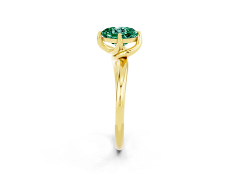 Yellow gold Cushion Cut Green Sapphire Solitaire Engagement Ring with Four-Prong Setting and Classic Band_14
