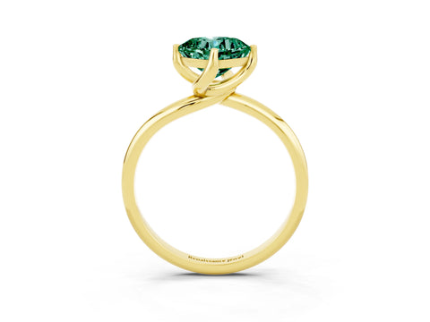 Yellow gold Cushion Cut Green Sapphire Solitaire Engagement Ring with Four-Prong Setting and Classic Band_15