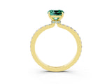 Yellow gold Cushion Cut Green Sapphire Solitaire Engagement Ring with Pavé Band and Four-Prong Setting_3