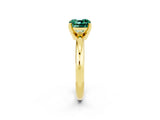 Yellow gold Cushion Cut Green Sapphire Solitaire Engagement Ring with Round Band and Four-Prong Setting_2