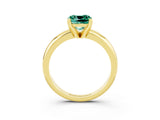 Yellow gold Cushion Cut Green Sapphire Solitaire Engagement Ring with Round Band and Four-Prong Setting_3