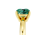Yellow gold Cushion Cut Green Sapphire Solitaire Engagement Ring with Round Band and Four-Prong Setting_5