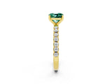 Yellow gold Cushion Cut Green Sapphire Solitaire Pavé Band with Four-Prong Setting_2