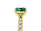 Yellow gold Cushion Cut Green Sapphire Solitaire Pavé Band with Four-Prong Setting_5