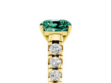 Yellow gold Cushion Cut Green Sapphire Solitaire Ring with Cathedral Setting and Pavé Band_5
