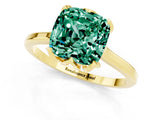 Yellow gold Cushion Cut Green Sapphire Solitaire Ring with Flower Prong Setting and Classic Band_13