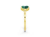 Yellow gold Cushion Cut Green Sapphire Solitaire Ring with Flower Prong Setting and Classic Band_14