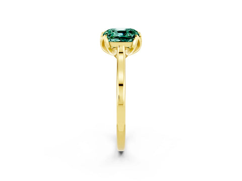 Yellow gold Cushion Cut Green Sapphire Solitaire Ring with Flower Prong Setting and Classic Band_14