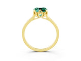 Yellow gold Cushion Cut Green Sapphire Solitaire Ring with Flower Prong Setting and Classic Band_15