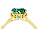 Yellow gold Cushion Cut Green Sapphire Solitaire Ring with Flower Prong Setting and Classic Band_16