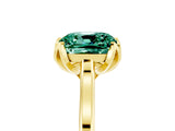 Yellow gold Cushion Cut Green Sapphire Solitaire Ring with Flower Prong Setting and Classic Band_17