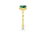 Yellow gold Cushion Cut Green Sapphire Solitaire Ring with Flower Prong Setting and Classic Band_38