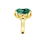 Yellow gold Cushion Cut Green Sapphire Solitaire Ring with Flower Prong Setting and Classic Band_41