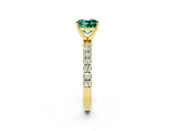 Yellow gold Cushion Cut Green Sapphire Solitaire Ring with Pavé Accents and Four-Prong Setting_2