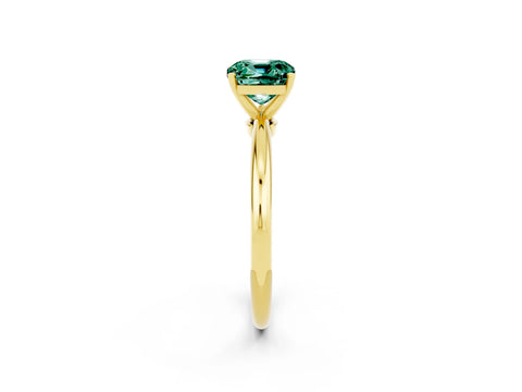 Yellow gold Cushion Cut Green Sapphire Solitaire Ring with Six-Prong Setting and Classic Band_2