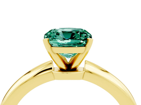 Yellow gold Cushion Cut Green Sapphire Solitaire Ring with Six-Prong Setting and Classic Band_4