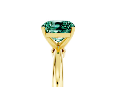 Yellow gold Cushion Cut Green Sapphire Solitaire Ring with Six-Prong Setting and Classic Band_5