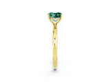 Yellow gold Cushion Cut Green Sapphire Solitaire Ring with Thin Band and Four-Prong Setting_2