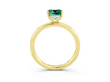 Yellow gold Cushion Cut Green Sapphire Solitaire Ring with Thin Band and Four-Prong Setting_3