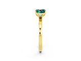 Yellow gold Cushion Cut Green Sapphire Solitaire Ring with Thin Band and Prong Setting_14