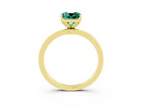 Yellow gold Cushion Cut Green Sapphire Solitaire Ring with Thin Band and Prong Setting_15