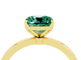 Yellow gold Cushion Cut Green Sapphire Solitaire Ring with Thin Band and Prong Setting_16