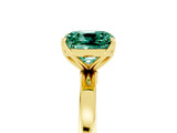 Yellow gold Cushion Cut Green Sapphire Solitaire Ring with Thin Band and Prong Setting_17