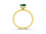 Yellow gold Cushion Cut Green Sapphire Solitaire Ring with Thin Band and Prong Setting_27
