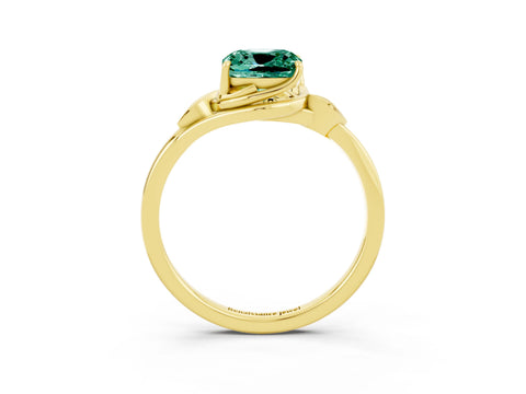 Yellow gold Cushion Cut Green Sapphire Solitaire Ring with Twist Band and Four-Prong Setting_27