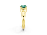 Yellow gold Cushion Cut Green Sapphire Solitaire Ring with Wide Band and Prong Setting_2